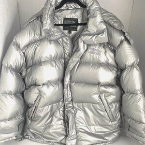 NWOT AMAZING SILVER  NATURAL DOWN BY GOOSE DOWN U.S.A. WINTER PUFFER JACKET  xxl